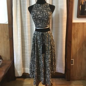 Hollister matching tribal crop top and midi skirt