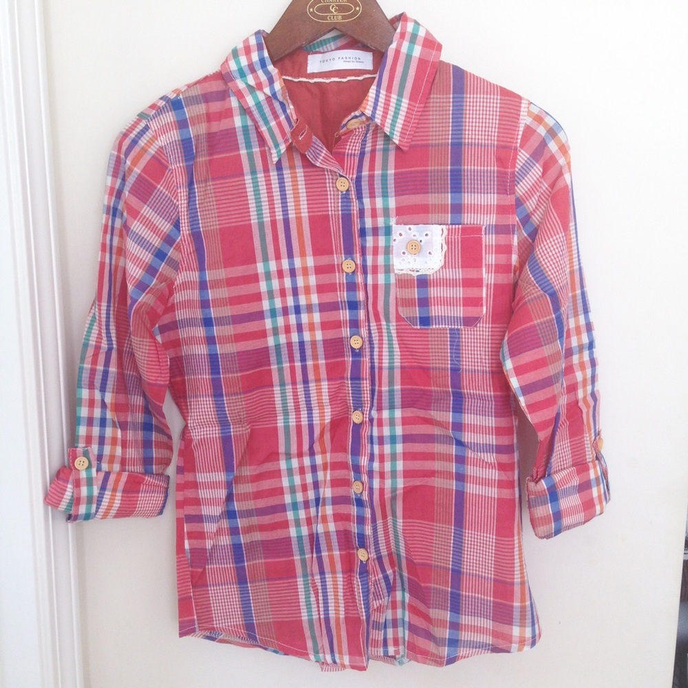 Plaid button-down shirt