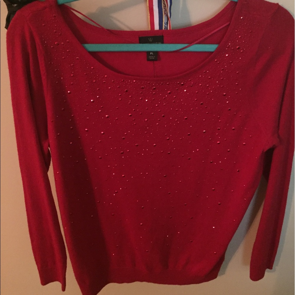 Red sweater with jewels. Never worn.