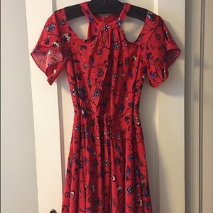 Shoshanna Cold Shoulder Floral Print Dress