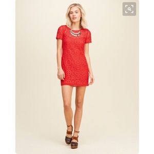 Red Lace Shift Dress
