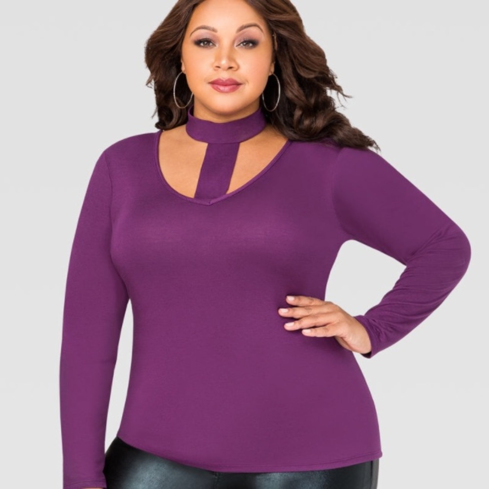 Ashley Stewart perfect purple top with choker