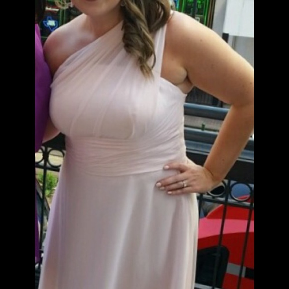 Azazie Ashley Blushing Pink Bridesmaid dress