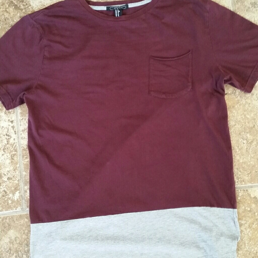 21 Men's Colorblock t-shirt, maroon & gray