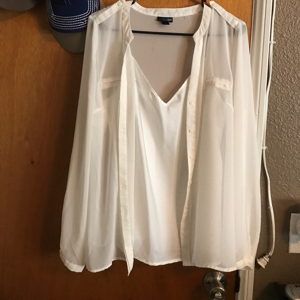 Silk like button up blouse with camisole