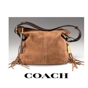 Vintage Coach Tan Suede Fringe Hobo Cross body Bag