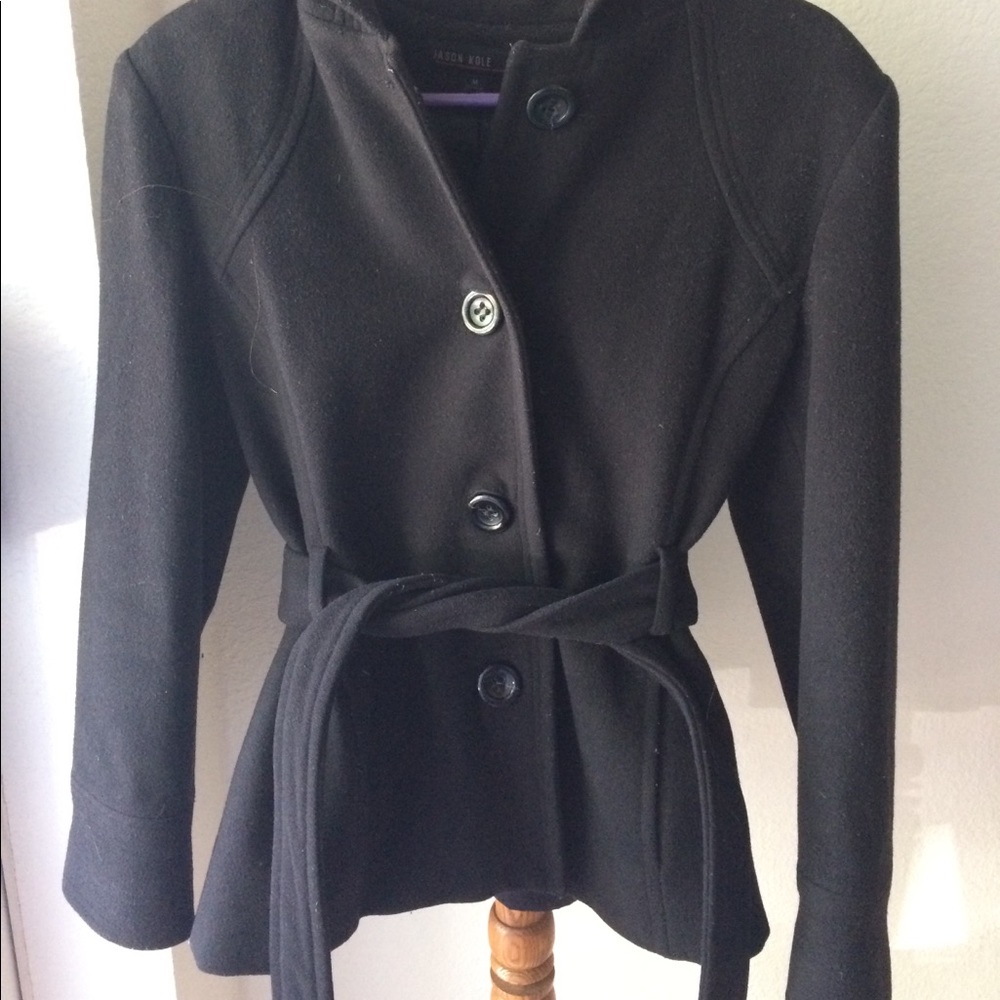 Jason Kole women's pea coat black with hood