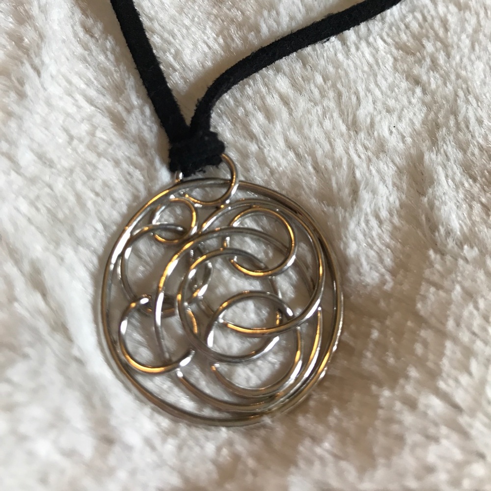 Silver and black necklace