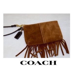 Vintage Coach Suede Fringe Wallet Wristlet Bag