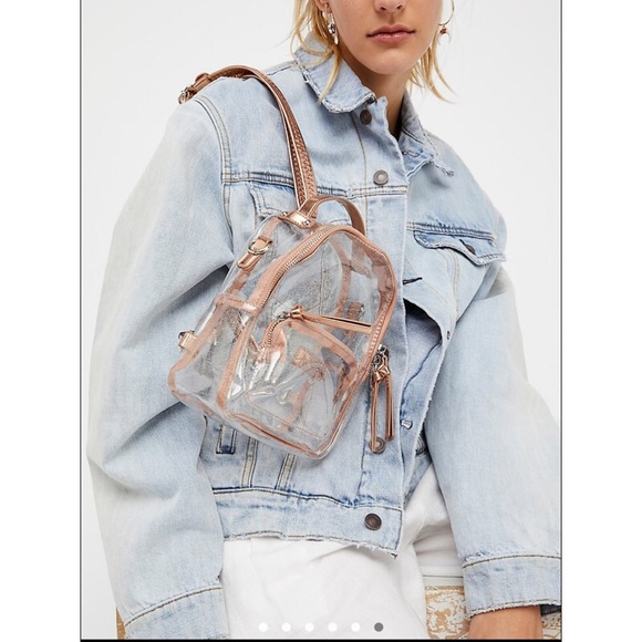 rose gold clear backpack