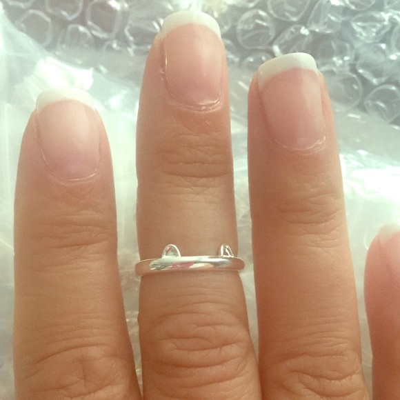 🐱Cat Paws & Ears🐱 Silver Plated Ring - Picture 2 of 3