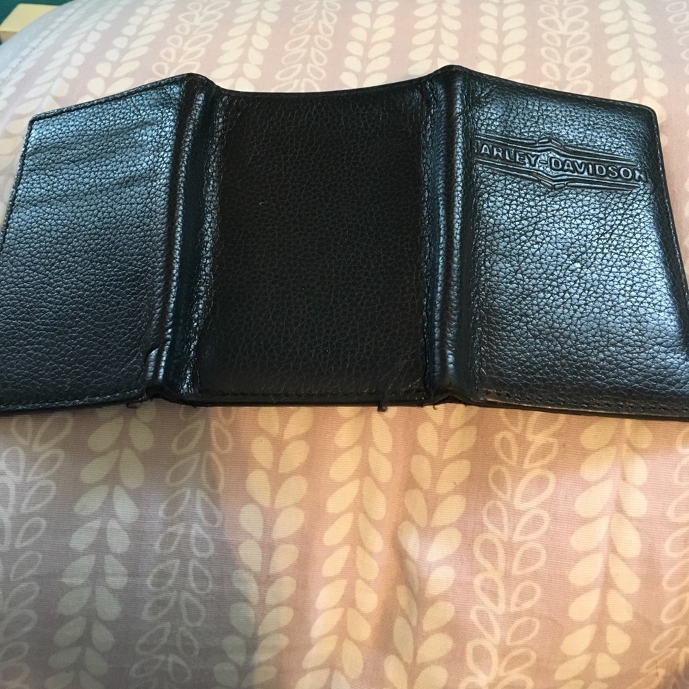 Leather harley davidson black wallet authentic