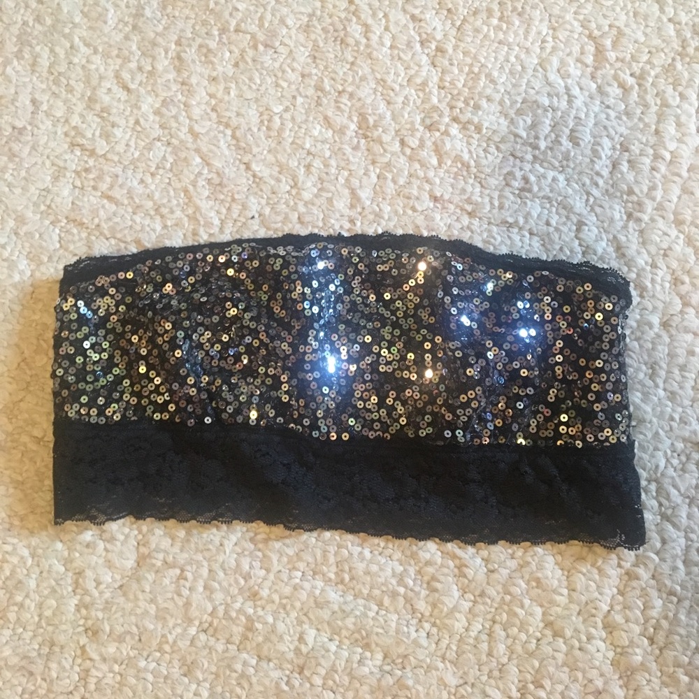 VS pink black sequin bandeau