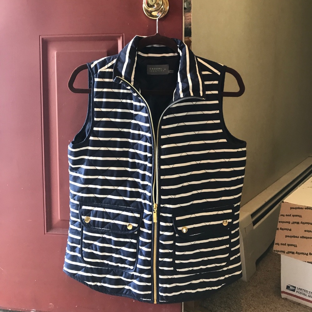 Blue and white stripped vest