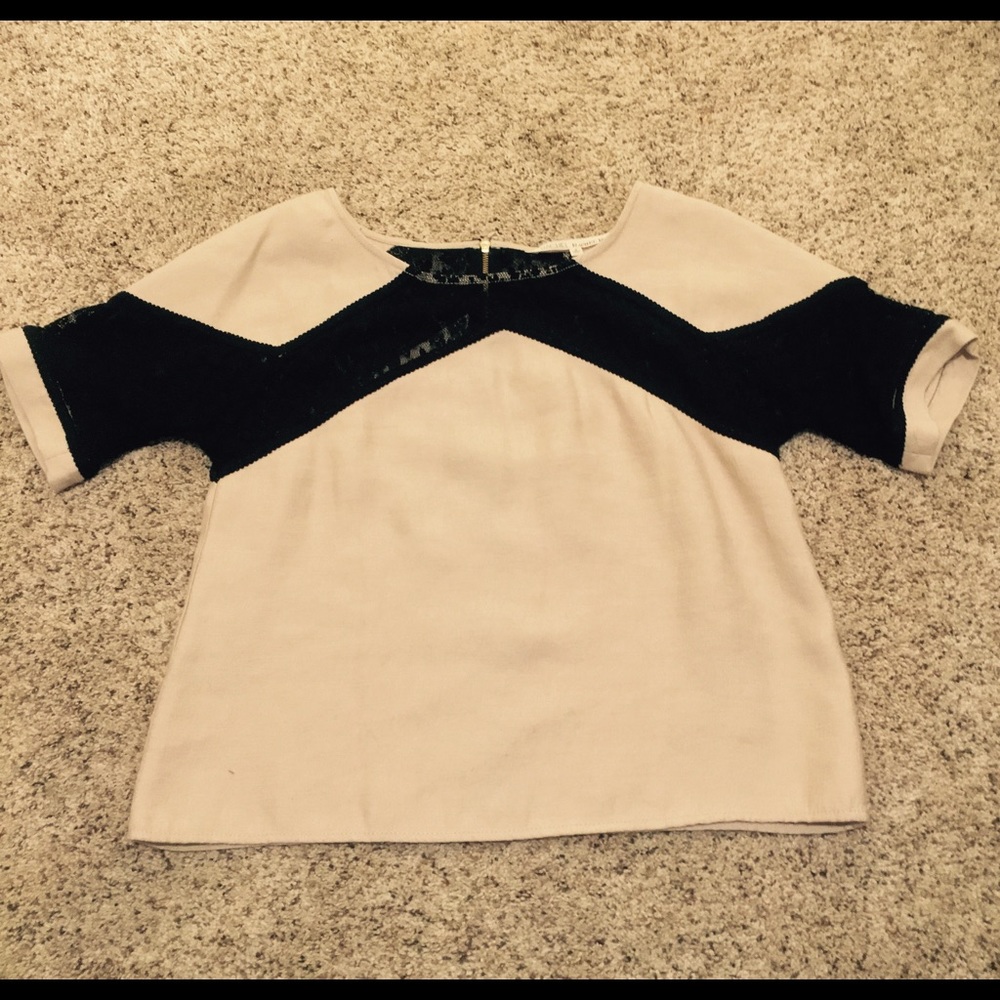 Rachel Roy tan & lace top