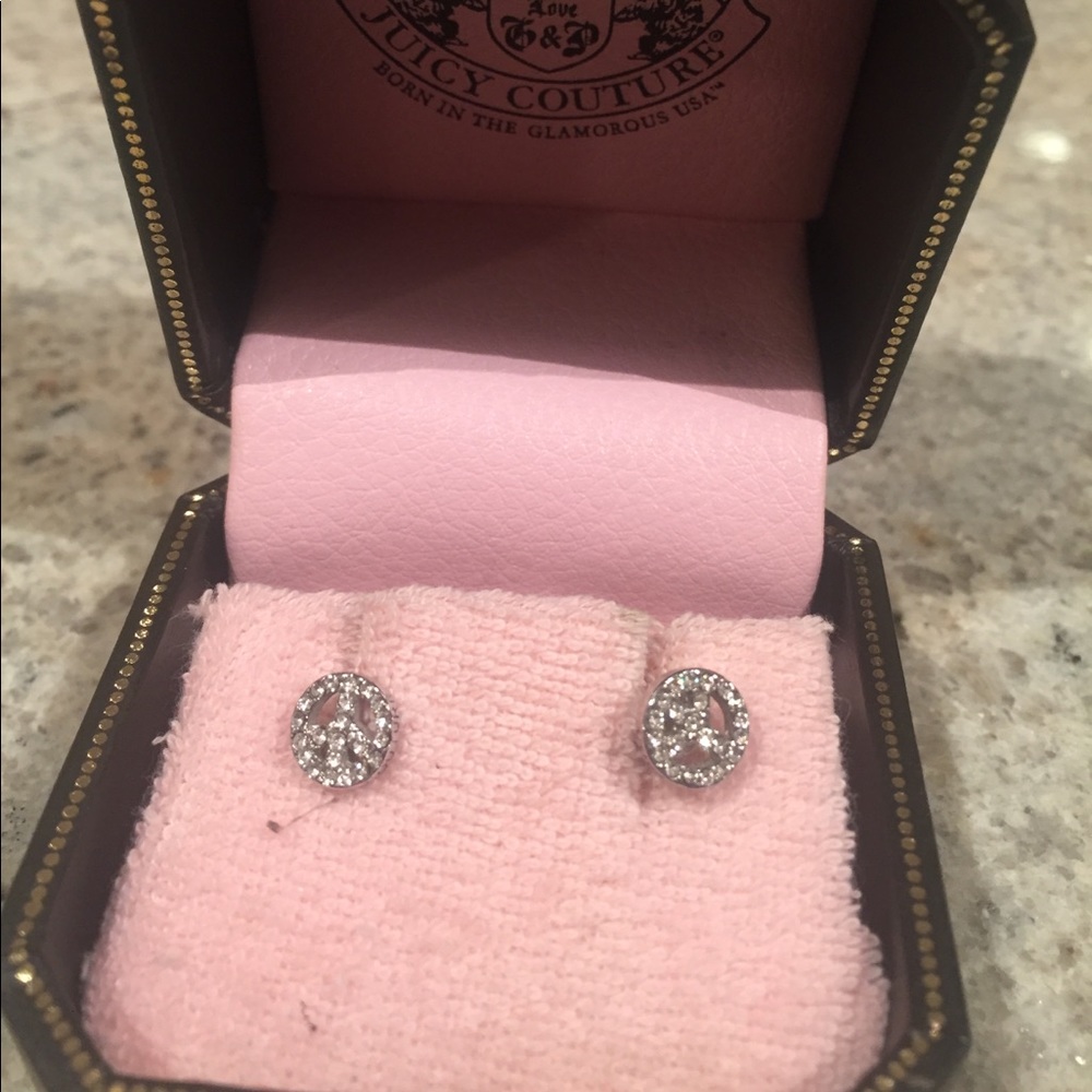 Juicy pave peace sign earrings