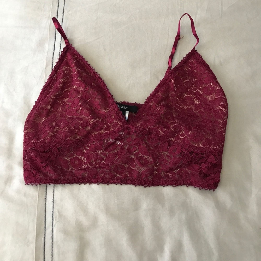 Hot red lace bra