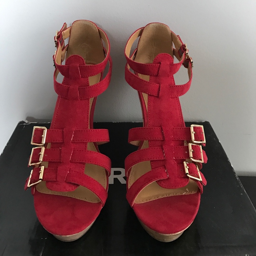 NEW Red wedge sandals