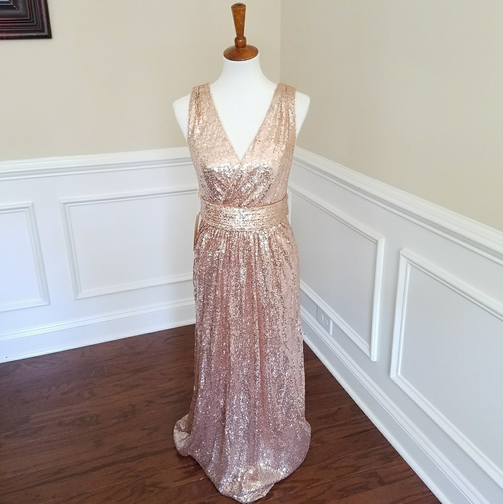 Rose Gold Sequin Bridesmaids Dress