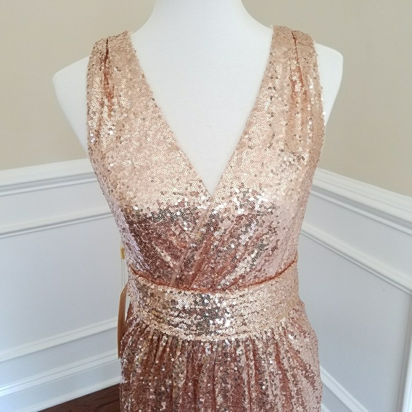 Rose Gold Sequin Bridesmaids Dress - Picture 2 of 6