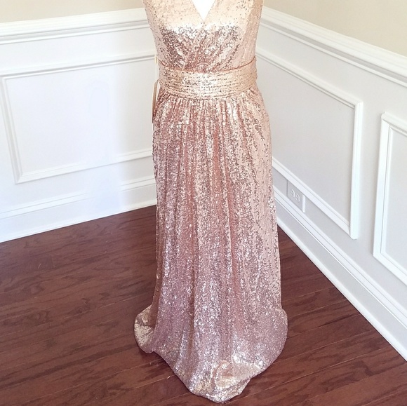 Rose Gold Sequin Bridesmaids Dress - Picture 3 of 6