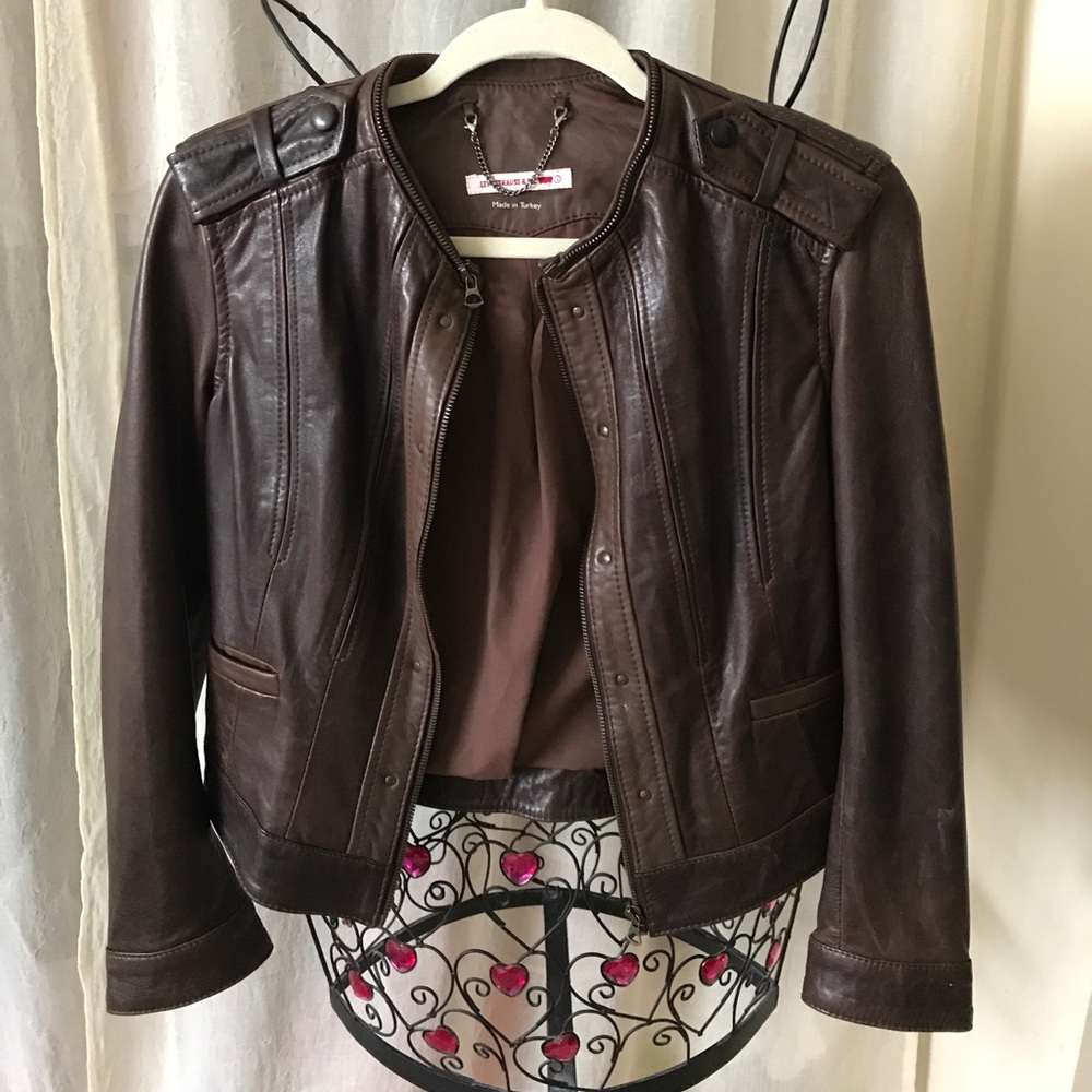 Levi Strauss girls leather bomber jacket