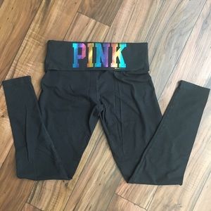 VS Pink Foldover Waist Yoga Leggings