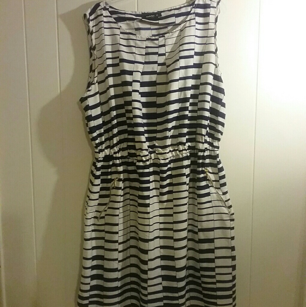 Navy blue and cream dress