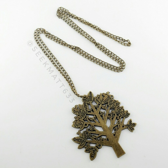 Bronze Tree 🌳 with Birds 🐦 & Words Necklace - Picture 2 of 3