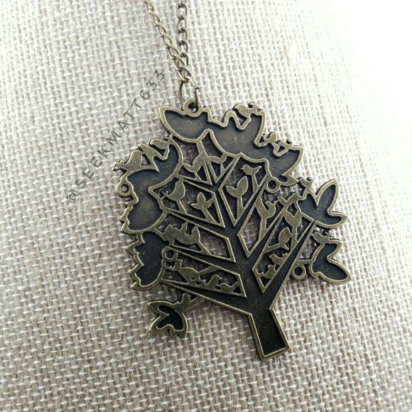 Bronze Tree 🌳 with Birds 🐦 & Words Necklace - Picture 3 of 3
