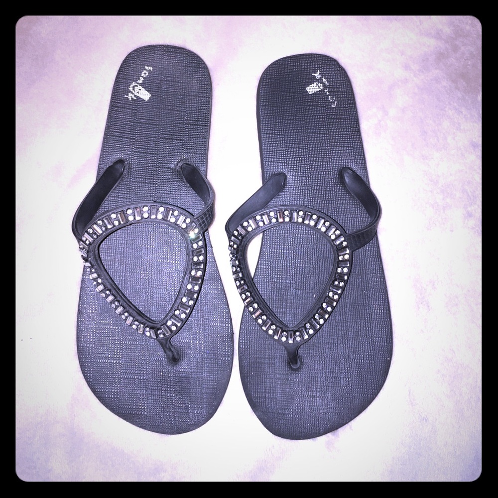 Rhinestone and black sandals