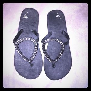 Rhinestone and black sandals
