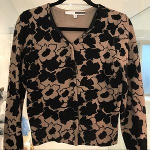 Tan and black bold flower print cardigan