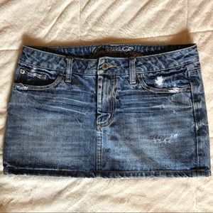 American Eagle distressed jean mini skirt