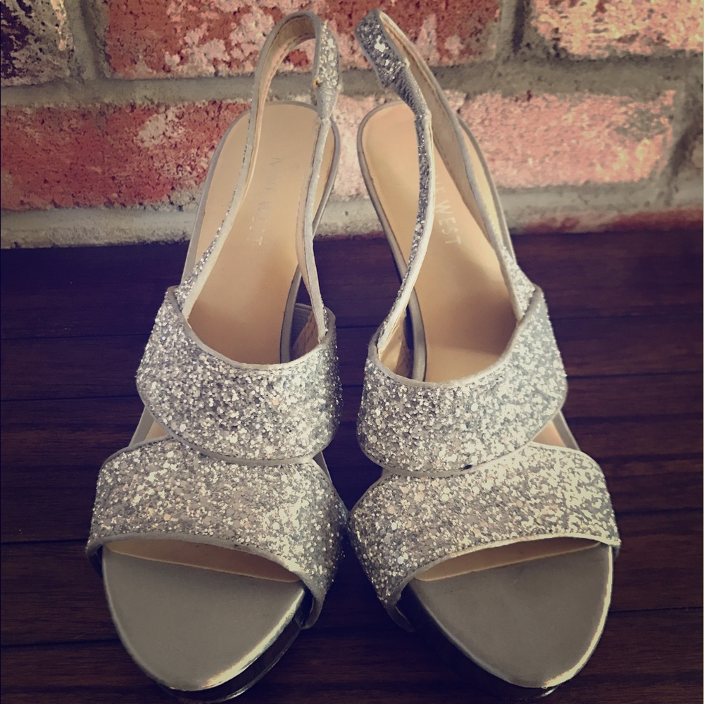 Nine West silver glam heels size 8