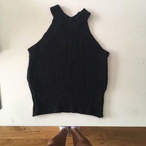 high neck knit crop top