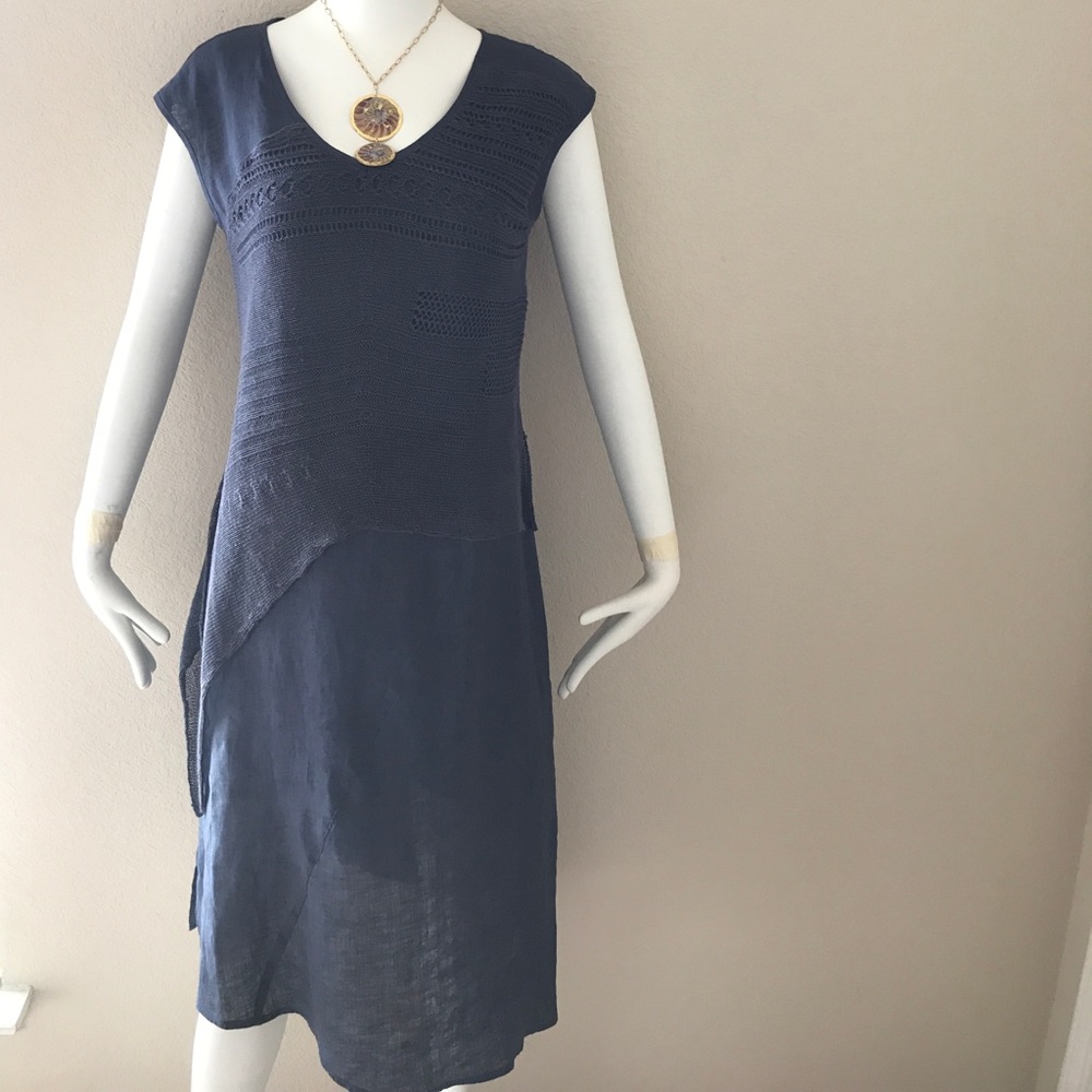 Lightweight Hemp fabric dress Navy