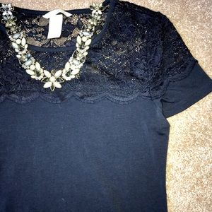 H&M Lace Detail T-shirt