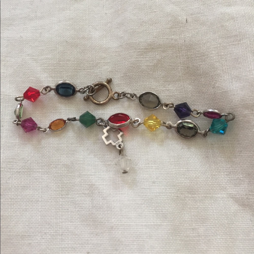 Colorful Bracelet with Glass Stones & Cross Charm
