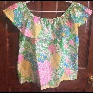 Hibiscus stroll of the shoulder top Handmade