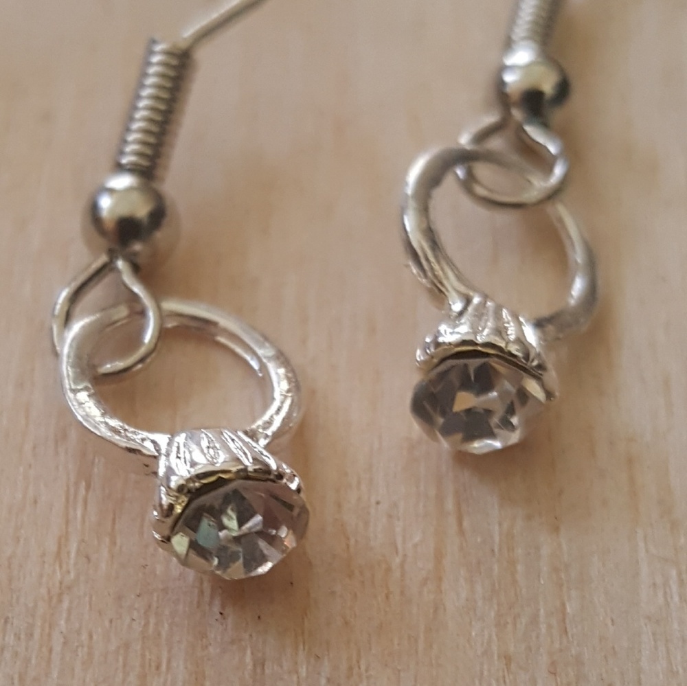 Miniature Silver Ring Earrings wedding engagement