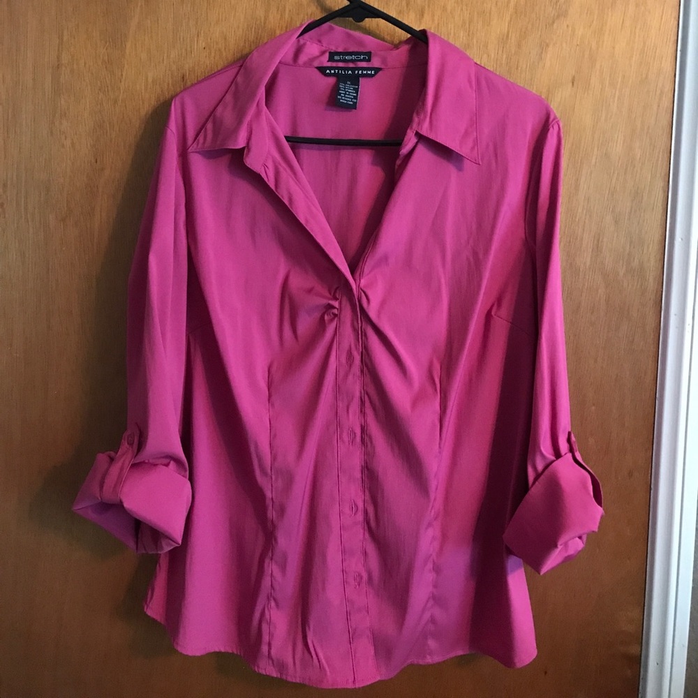 Pink button up blouse