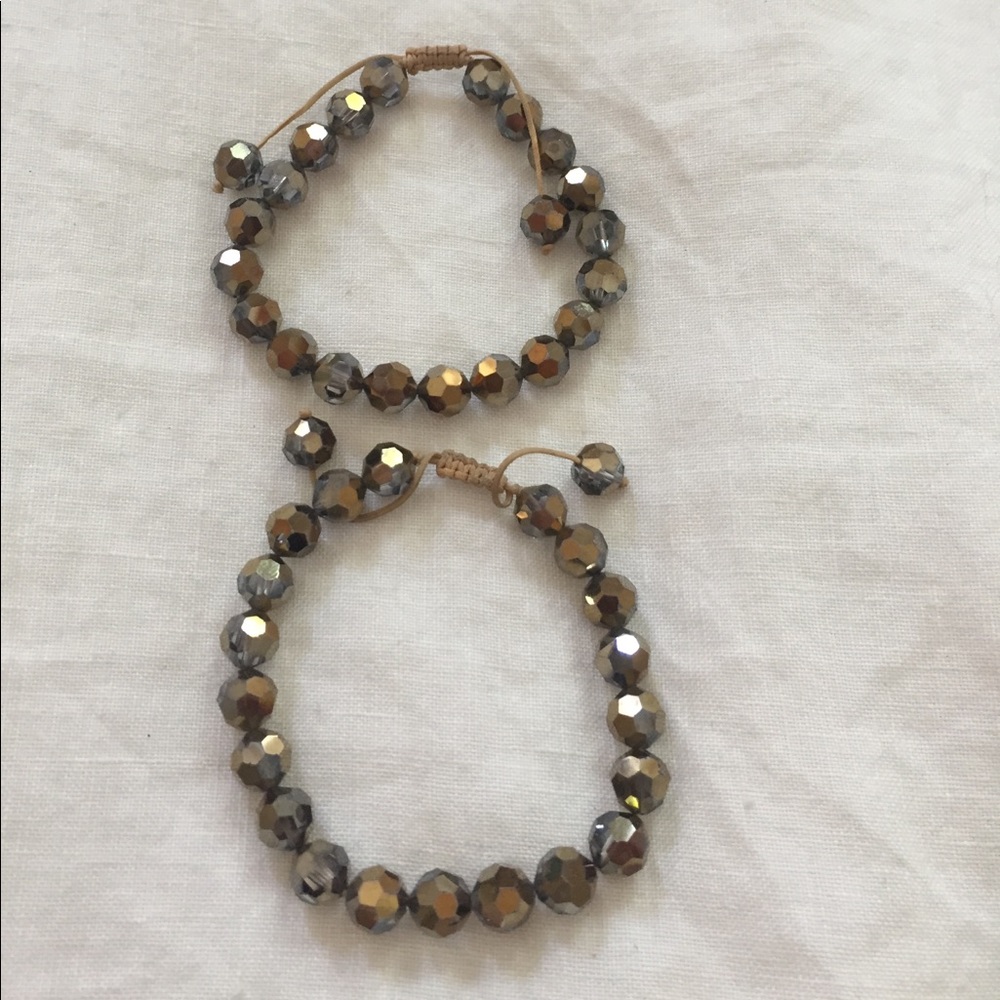 Sparkly Pair of Beaded Bracelets, Adjustable