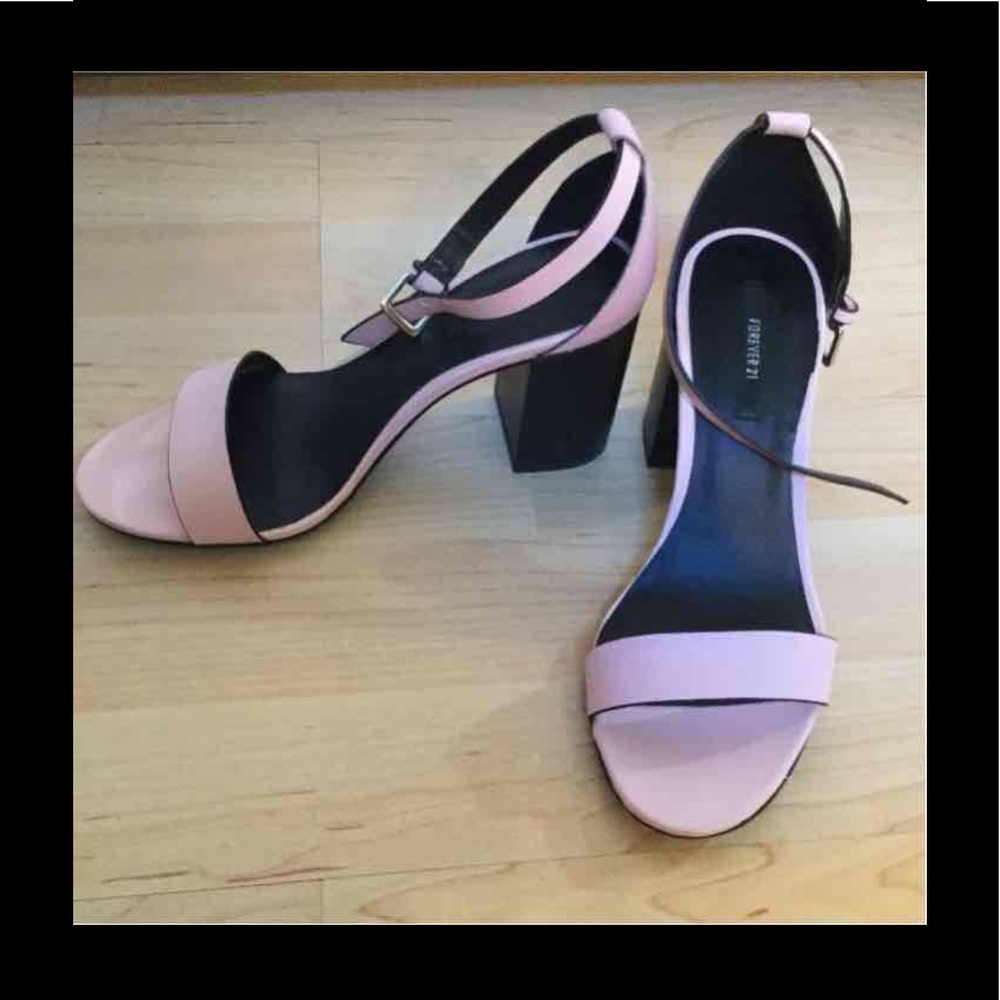 Light Pink Ankle Strappy Block Heels
