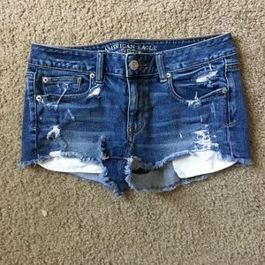 American Eagle destroyed denim shorts