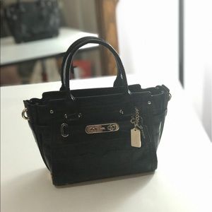 Navy Coach Swagger 21 in Croc Embossed Leather