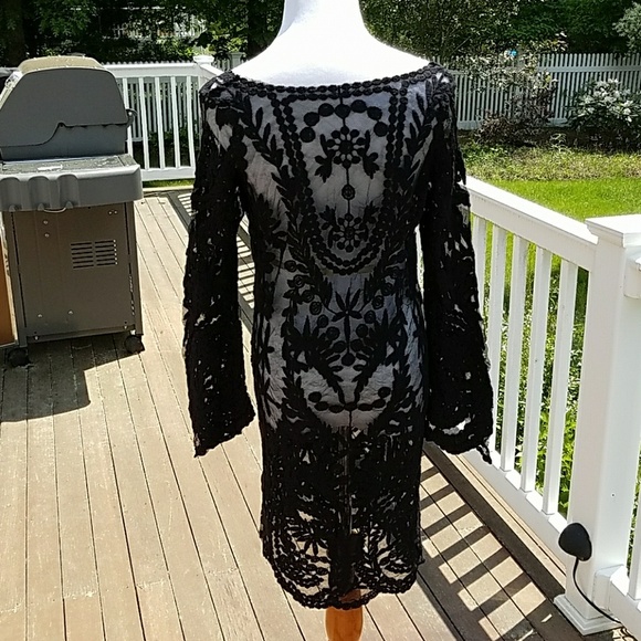 SUPER SALE 🎉Last One!Black Crotcheted Beach Dress - Picture 3 of 5