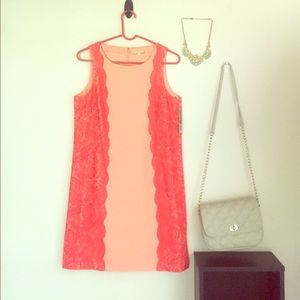 NWT Gianni Bini Coral Lace Shift Dress Size 8 🌸