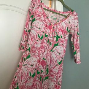 Lilly Pulitzer Prep Green Pink Colony print dress!