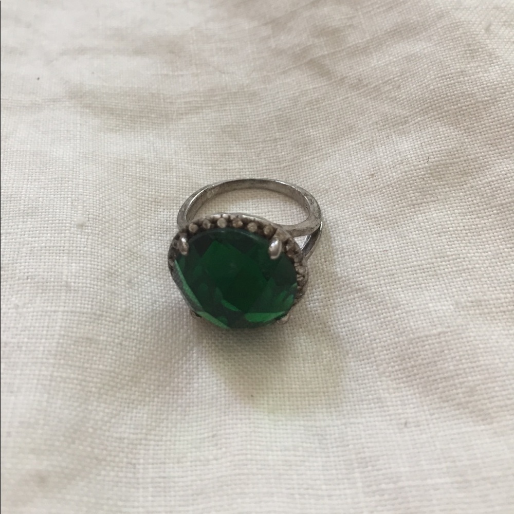 Emerald Inspired Costume Ring with Rhinestones